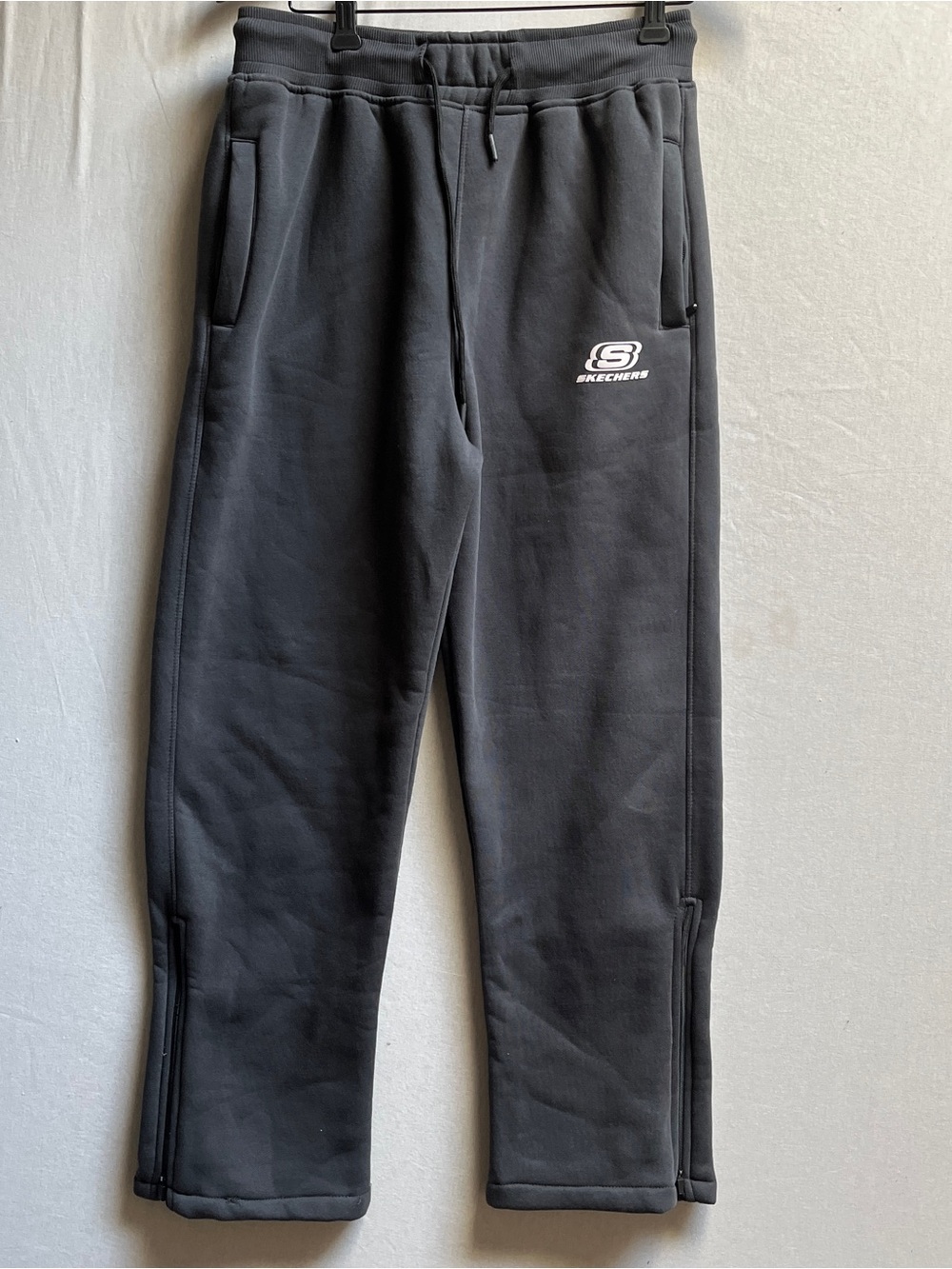 Skechers Men's Black Fleece Jogger Pants Ankle Zip Size L Large